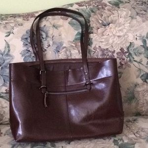 Brown leather shoulder bag